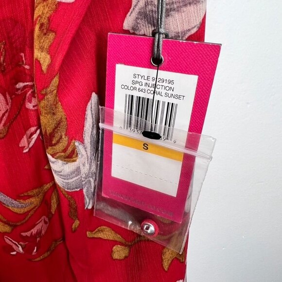 Vince Camuto Womens Small Floral Sleeveless Blouse Red, New - Picture 3 of 6